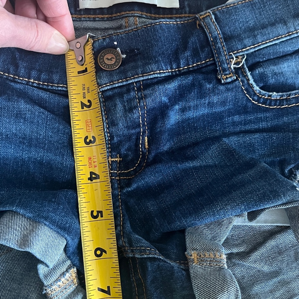 Hollister Women's Dark Blue Jean Shorts - Picture 3 of 6